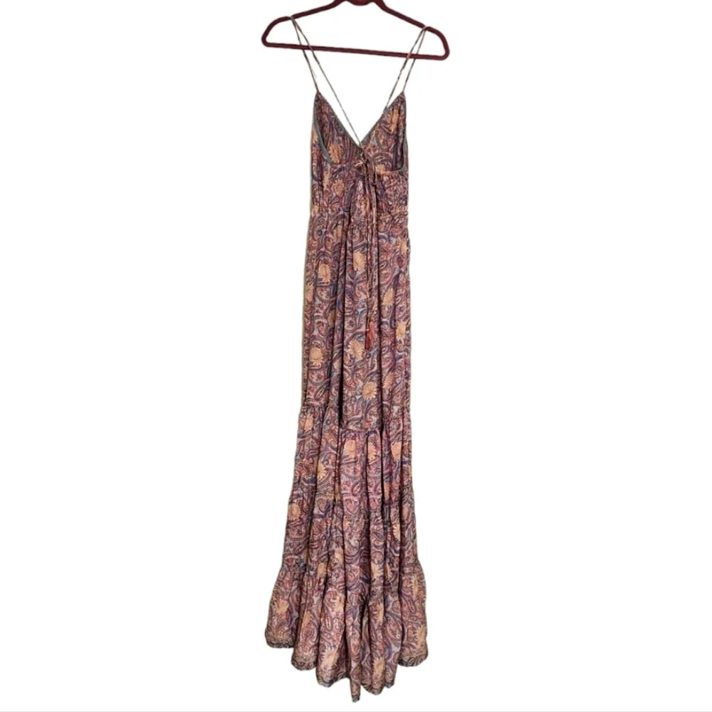 Raga Baran Paisley Print Tiered Maxi Dress In Fuschia, Size Large - Picture 6 of 11